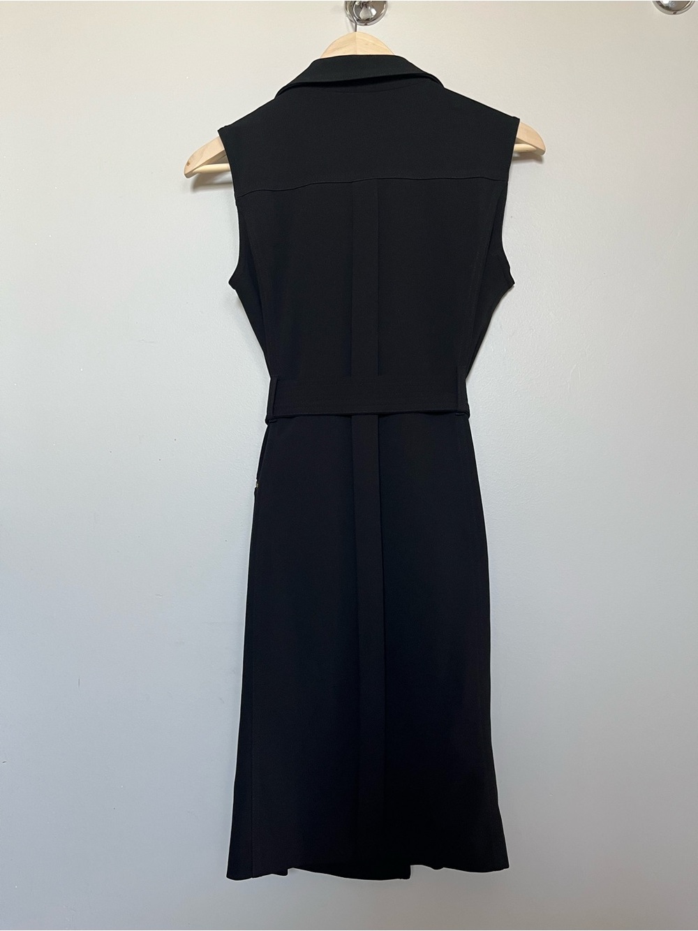 Calvin Klein Black Sleeveless Moto Dress with Gold Zippers and Branded Hardware - Picture 6 of 10